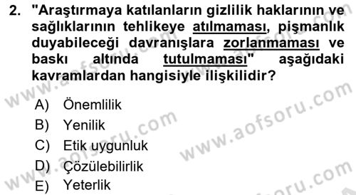 Halkla İlişkiler Araştırmaları Dersi 2023 - 2024 Yılı (Final) Dönem Sonu Sınavı 2. Soru