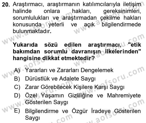 Halkla İlişkiler Araştırmaları Dersi 2023 - 2024 Yılı (Final) Dönem Sonu Sınavı 20. Soru