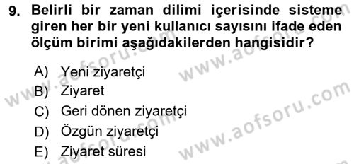 Halkla İlişkiler Araştırmaları Dersi 2023 - 2024 Yılı (Final) Dönem Sonu Sınavı 9. Soru