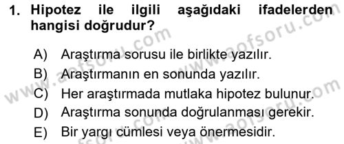 Halkla İlişkiler Araştırmaları Dersi 2023 - 2024 Yılı Yaz Okulu Sınav Soruları 1. Soru