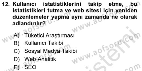 Halkla İlişkiler Araştırmaları Dersi 2023 - 2024 Yılı Yaz Okulu Sınav Soruları 12. Soru