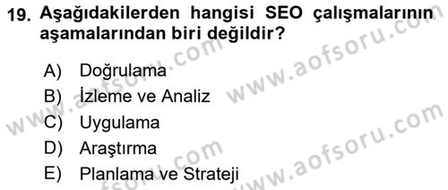 Halkla İlişkiler Araştırmaları Dersi 2023 - 2024 Yılı Yaz Okulu Sınav Soruları 19. Soru