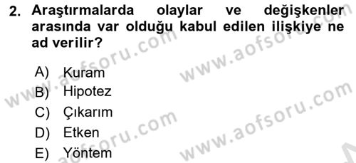 Halkla İlişkiler Araştırmaları Dersi 2023 - 2024 Yılı Yaz Okulu Sınav Soruları 2. Soru