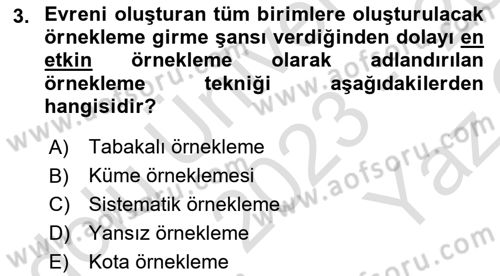 Halkla İlişkiler Araştırmaları Dersi 2023 - 2024 Yılı Yaz Okulu Sınav Soruları 3. Soru