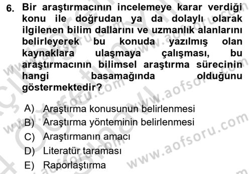 Halkla İlişkiler Araştırmaları Dersi 2023 - 2024 Yılı Yaz Okulu Sınav Soruları 6. Soru