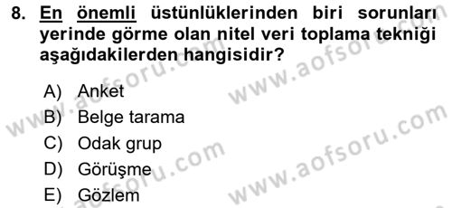 Halkla İlişkiler Araştırmaları Dersi 2023 - 2024 Yılı Yaz Okulu Sınav Soruları 8. Soru
