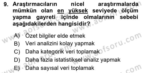 Halkla İlişkiler Araştırmaları Dersi 2023 - 2024 Yılı Yaz Okulu Sınav Soruları 9. Soru