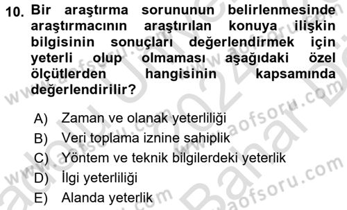 Halkla İlişkiler Araştırmaları Dersi 2024 - 2025 Yılı (Vize) Ara Sınav Soruları 10. Soru