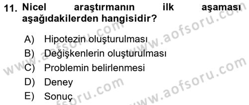 Halkla İlişkiler Araştırmaları Dersi 2024 - 2025 Yılı (Vize) Ara Sınav Soruları 11. Soru