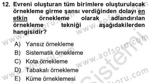 Halkla İlişkiler Araştırmaları Dersi 2024 - 2025 Yılı (Vize) Ara Sınav Soruları 12. Soru