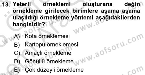 Halkla İlişkiler Araştırmaları Dersi 2024 - 2025 Yılı (Vize) Ara Sınav Soruları 13. Soru