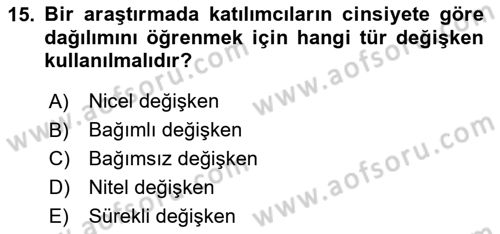 Halkla İlişkiler Araştırmaları Dersi 2024 - 2025 Yılı (Vize) Ara Sınav Soruları 15. Soru