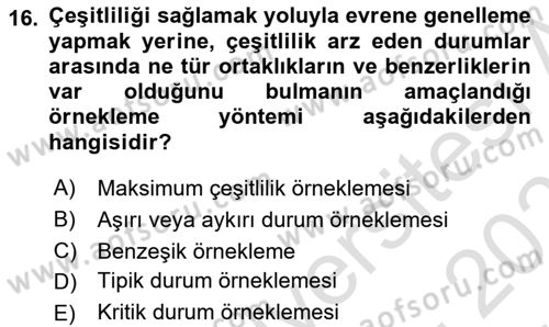 Halkla İlişkiler Araştırmaları Dersi 2024 - 2025 Yılı (Vize) Ara Sınav Soruları 16. Soru