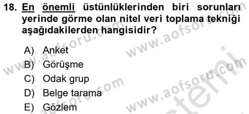 Halkla İlişkiler Araştırmaları Dersi 2024 - 2025 Yılı (Vize) Ara Sınav Soruları 18. Soru