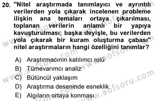 Halkla İlişkiler Araştırmaları Dersi 2024 - 2025 Yılı (Vize) Ara Sınav Soruları 20. Soru