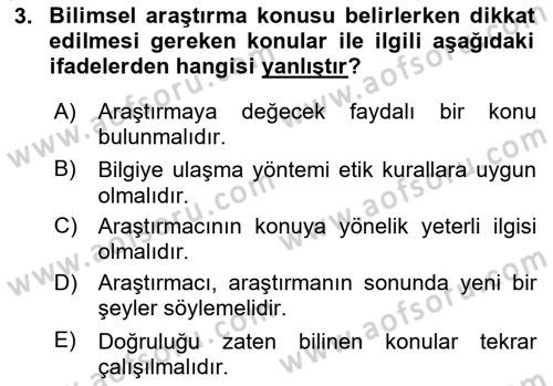 Halkla İlişkiler Araştırmaları Dersi 2024 - 2025 Yılı (Vize) Ara Sınav Soruları 3. Soru