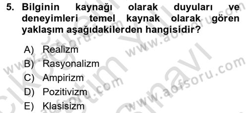 Halkla İlişkiler Araştırmaları Dersi 2024 - 2025 Yılı (Vize) Ara Sınav Soruları 5. Soru