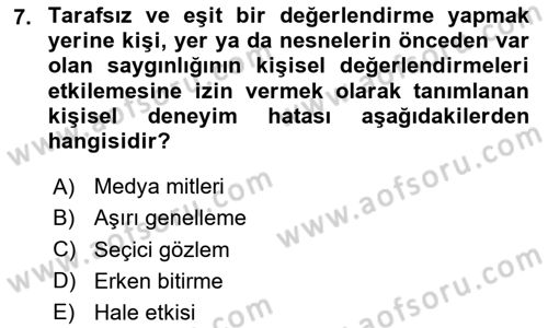 Halkla İlişkiler Araştırmaları Dersi 2024 - 2025 Yılı (Vize) Ara Sınav Soruları 7. Soru