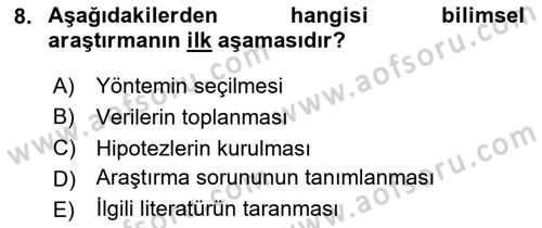 Halkla İlişkiler Araştırmaları Dersi 2024 - 2025 Yılı (Vize) Ara Sınav Soruları 8. Soru