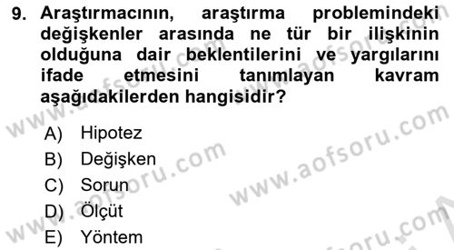Halkla İlişkiler Araştırmaları Dersi 2024 - 2025 Yılı (Vize) Ara Sınav Soruları 9. Soru