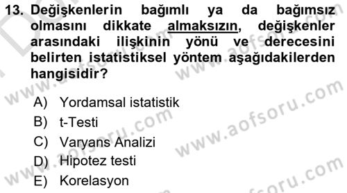 Halkla İlişkiler Araştırmaları Dersi 2024 - 2025 Yılı (Final) Dönem Sonu Sınav Soruları 13. Soru