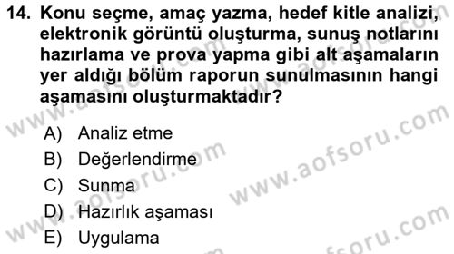 Halkla İlişkiler Araştırmaları Dersi 2024 - 2025 Yılı (Final) Dönem Sonu Sınav Soruları 14. Soru