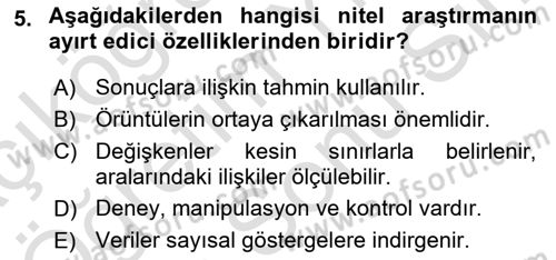 Halkla İlişkiler Araştırmaları Dersi 2024 - 2025 Yılı (Final) Dönem Sonu Sınav Soruları 5. Soru