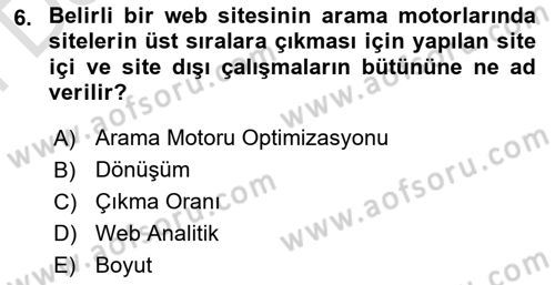Halkla İlişkiler Araştırmaları Dersi 2024 - 2025 Yılı (Final) Dönem Sonu Sınav Soruları 6. Soru