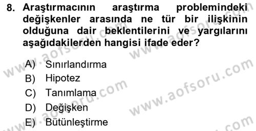 Halkla İlişkiler Araştırmaları Dersi 2024 - 2025 Yılı (Final) Dönem Sonu Sınav Soruları 8. Soru