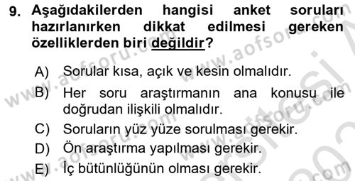 Halkla İlişkiler Araştırmaları Dersi 2024 - 2025 Yılı (Final) Dönem Sonu Sınav Soruları 9. Soru