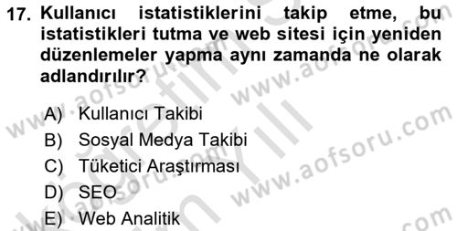 Halkla İlişkiler Araştırmaları Dersi 2024 - 2025 Yılı Yaz Okulu Sınav Soruları 17. Soru