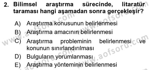 Halkla İlişkiler Araştırmaları Dersi 2024 - 2025 Yılı Yaz Okulu Sınav Soruları 2. Soru