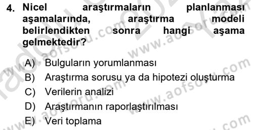 Halkla İlişkiler Araştırmaları Dersi 2024 - 2025 Yılı Yaz Okulu Sınav Soruları 4. Soru