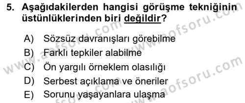 Halkla İlişkiler Araştırmaları Dersi 2024 - 2025 Yılı Yaz Okulu Sınav Soruları 5. Soru