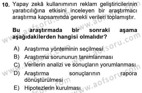 Halkla İlişkiler Araştırmaları Dersi 2025 - 2026 Yılı (Vize) Ara Sınav Soruları 10. Soru
