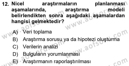 Halkla İlişkiler Araştırmaları Dersi 2025 - 2026 Yılı (Vize) Ara Sınav Soruları 12. Soru