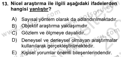 Halkla İlişkiler Araştırmaları Dersi 2025 - 2026 Yılı (Vize) Ara Sınav Soruları 13. Soru