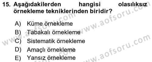 Halkla İlişkiler Araştırmaları Dersi 2025 - 2026 Yılı (Vize) Ara Sınav Soruları 15. Soru