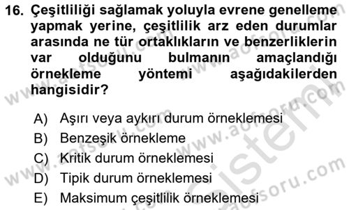 Halkla İlişkiler Araştırmaları Dersi 2025 - 2026 Yılı (Vize) Ara Sınav Soruları 16. Soru
