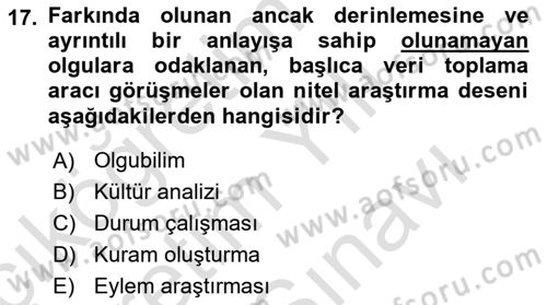 Halkla İlişkiler Araştırmaları Dersi 2025 - 2026 Yılı (Vize) Ara Sınav Soruları 17. Soru