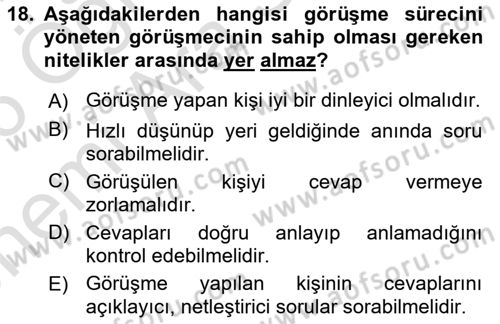 Halkla İlişkiler Araştırmaları Dersi 2025 - 2026 Yılı (Vize) Ara Sınav Soruları 18. Soru