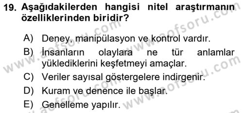 Halkla İlişkiler Araştırmaları Dersi 2025 - 2026 Yılı (Vize) Ara Sınav Soruları 19. Soru