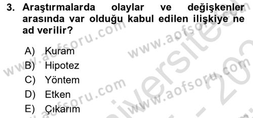 Halkla İlişkiler Araştırmaları Dersi 2025 - 2026 Yılı (Vize) Ara Sınav Soruları 3. Soru
