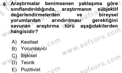 Halkla İlişkiler Araştırmaları Dersi 2025 - 2026 Yılı (Vize) Ara Sınav Soruları 9. Soru