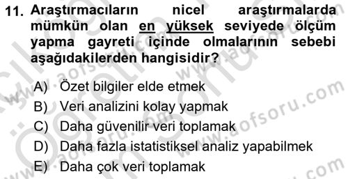 Halkla İlişkiler Araştırmaları Dersi 2025 - 2026 Yılı (Final) Dönem Sonu Sınav Soruları 11. Soru