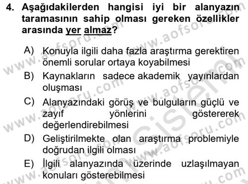 Halkla İlişkiler Araştırmaları Dersi 2025 - 2026 Yılı (Final) Dönem Sonu Sınav Soruları 4. Soru