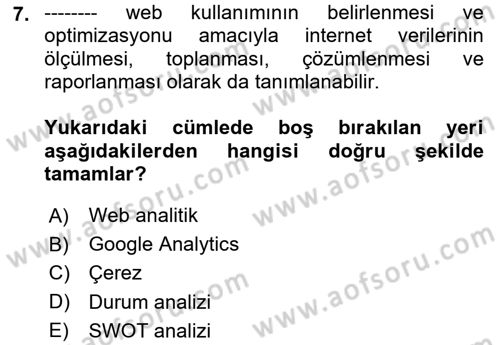Halkla İlişkiler Araştırmaları Dersi 2025 - 2026 Yılı (Final) Dönem Sonu Sınav Soruları 7. Soru