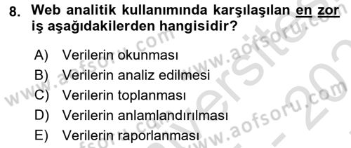 Halkla İlişkiler Araştırmaları Dersi 2025 - 2026 Yılı (Final) Dönem Sonu Sınav Soruları 8. Soru