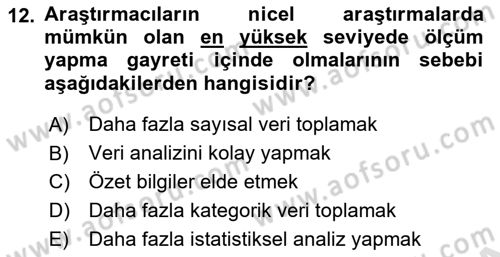 Halkla İlişkiler Araştırmaları Dersi 2025 - 2026 Yılı Yaz Okulu Sınav Soruları 12. Soru