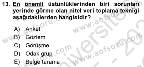 Halkla İlişkiler Araştırmaları Dersi 2025 - 2026 Yılı Yaz Okulu Sınav Soruları 13. Soru